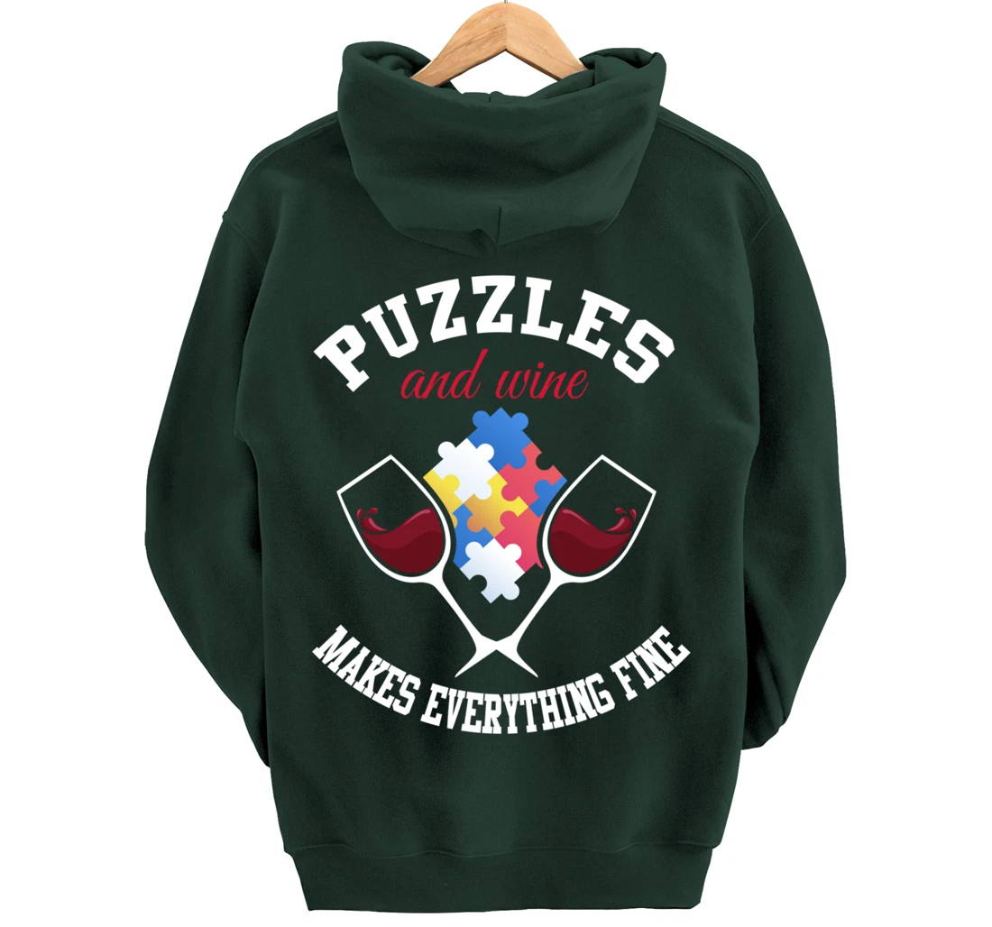 Jigsaw Puzzle Shirt Wine Lover Puzzleologist Puzzle Lover Pullover Hoodie