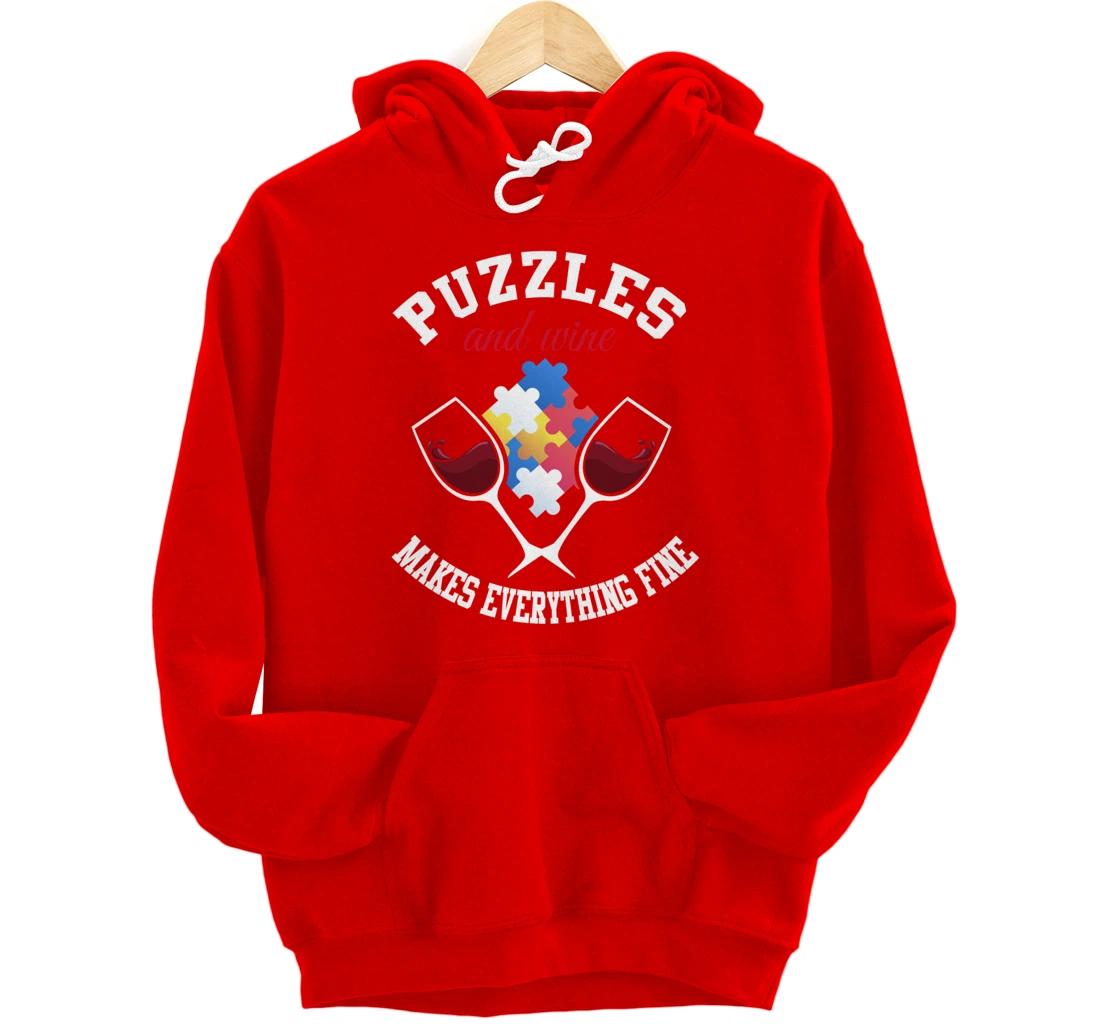 Jigsaw Puzzle Shirt Wine Lover Puzzleologist Puzzle Lover Pullover Hoodie