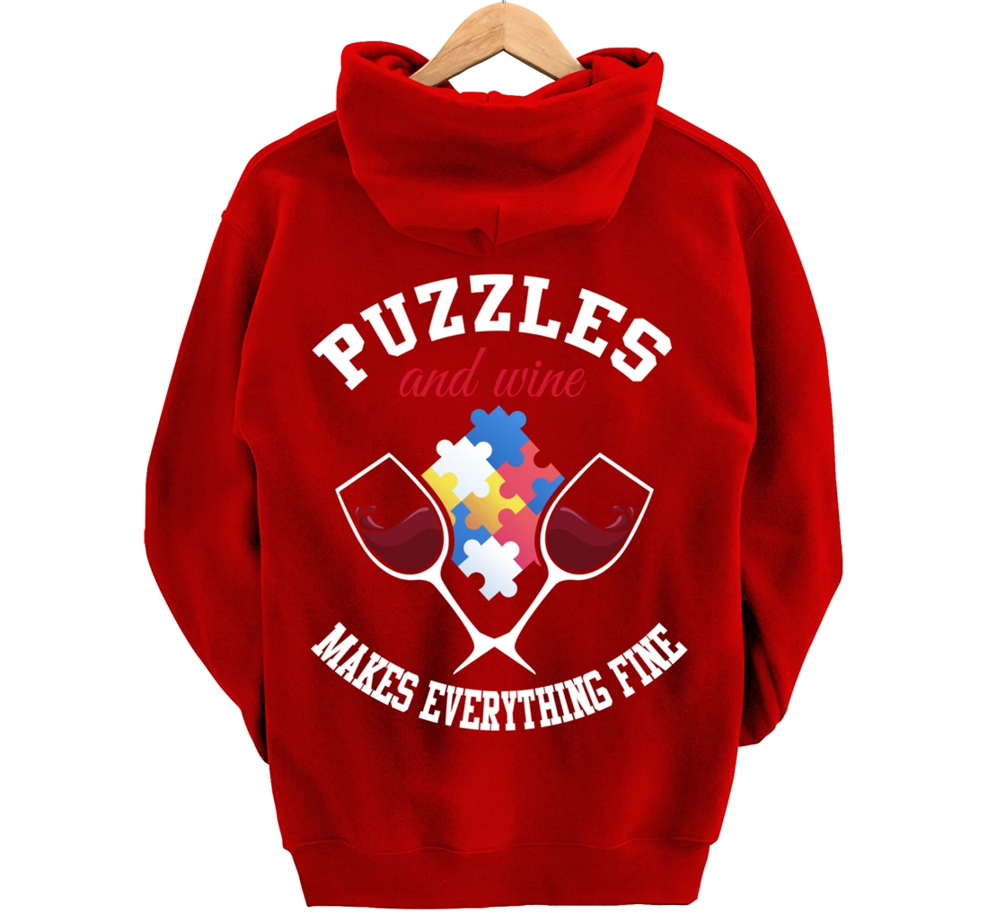 Jigsaw Puzzle Shirt Wine Lover Puzzleologist Puzzle Lover Pullover Hoodie