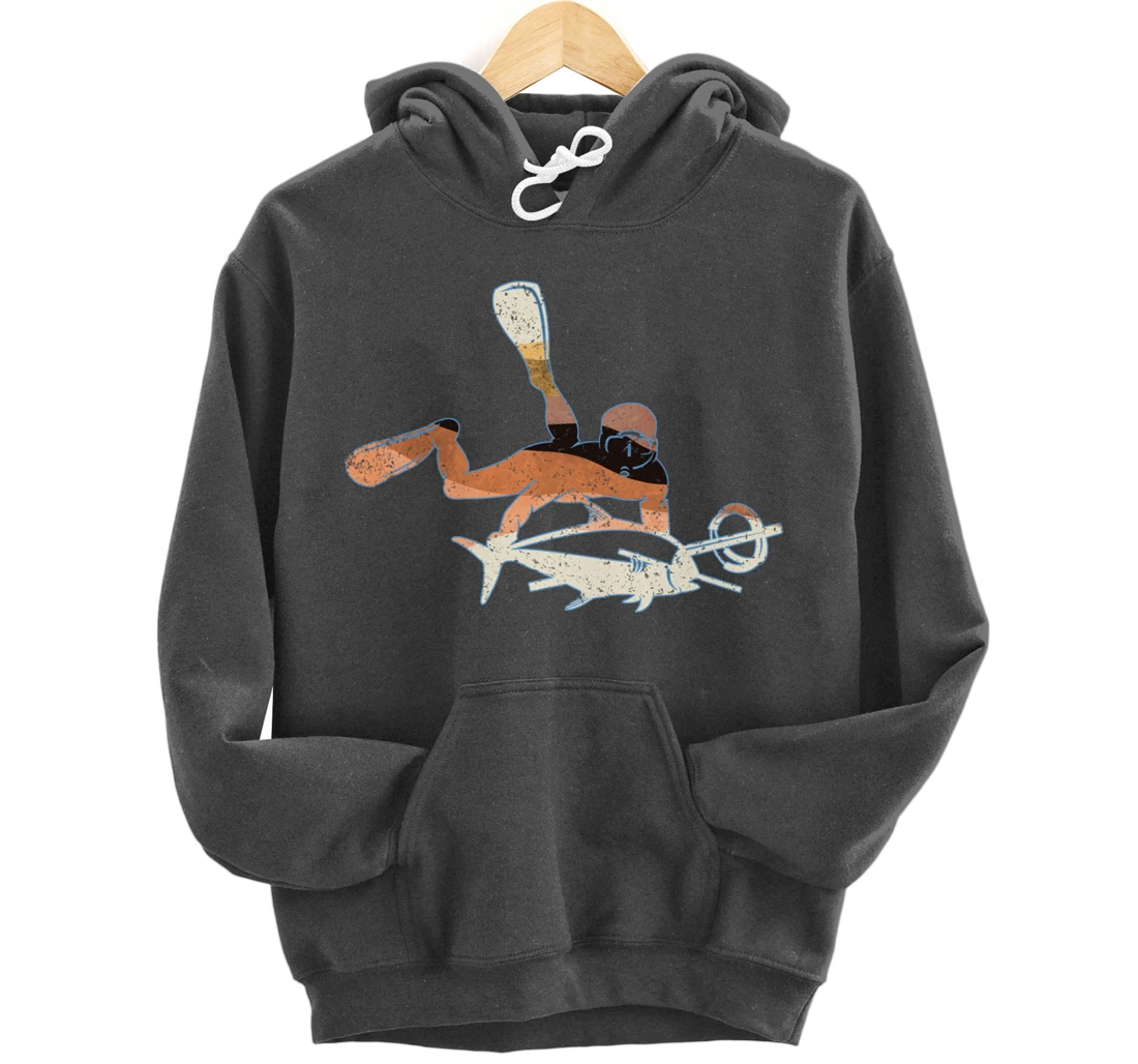 Retro Freediving Scuba Diving Snorkeling Spearfishing Pullover Hoodie