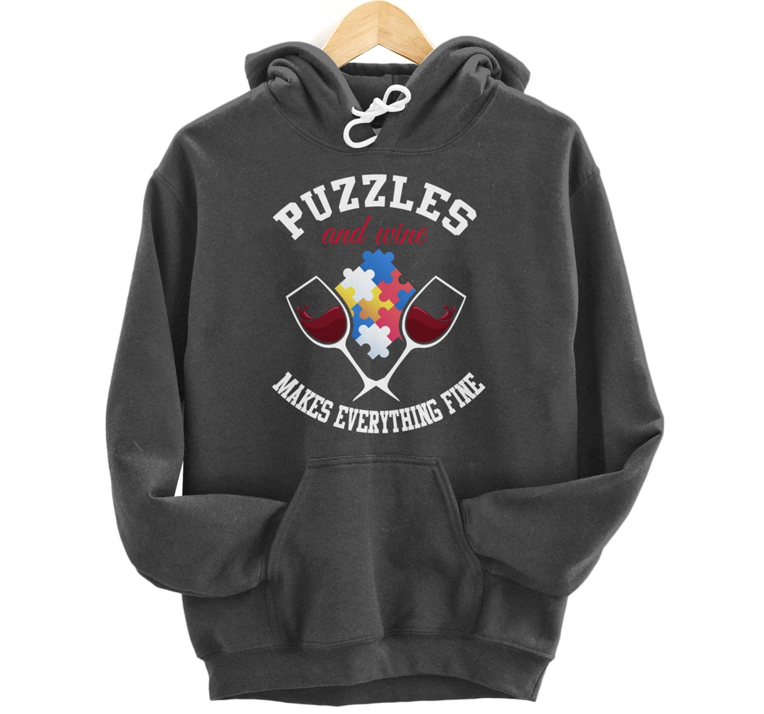 Jigsaw Puzzle Shirt Wine Lover Puzzleologist Puzzle Lover Pullover Hoodie