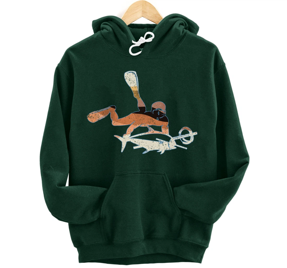 Retro Freediving Scuba Diving Snorkeling Spearfishing Pullover Hoodie