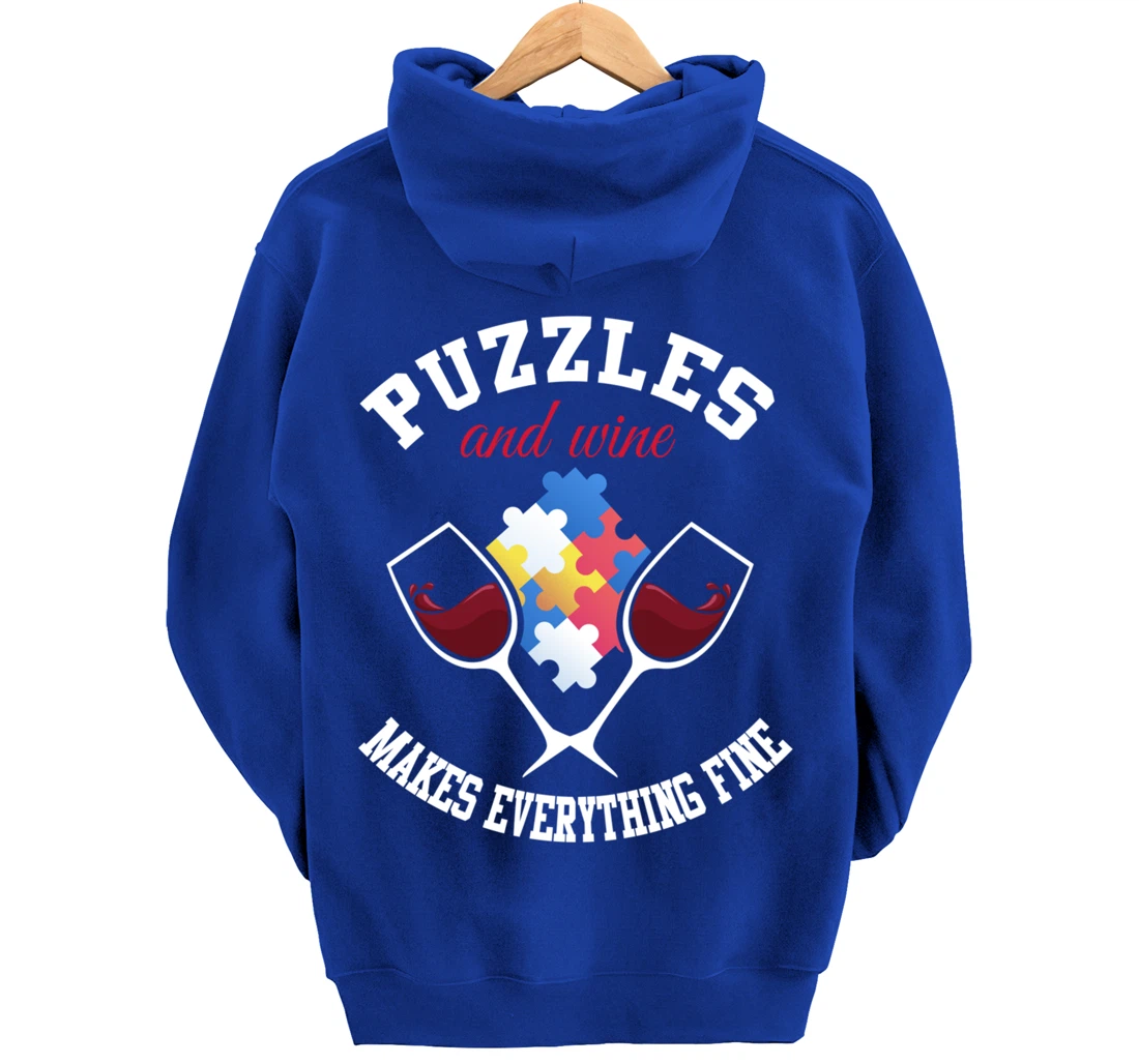 Jigsaw Puzzle Shirt Wine Lover Puzzleologist Puzzle Lover Pullover Hoodie