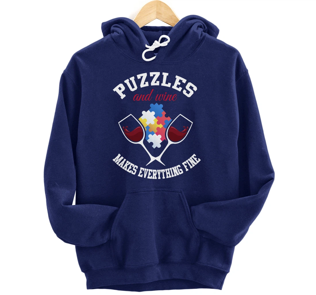 Jigsaw Puzzle Shirt Wine Lover Puzzleologist Puzzle Lover Pullover Hoodie