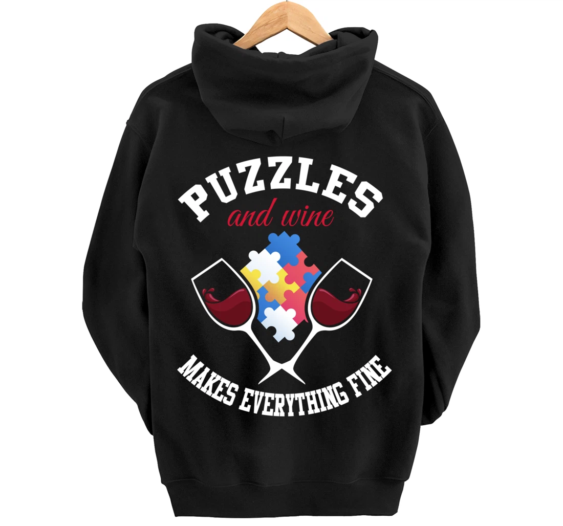 Jigsaw Puzzle Shirt Wine Lover Puzzleologist Puzzle Lover Pullover Hoodie