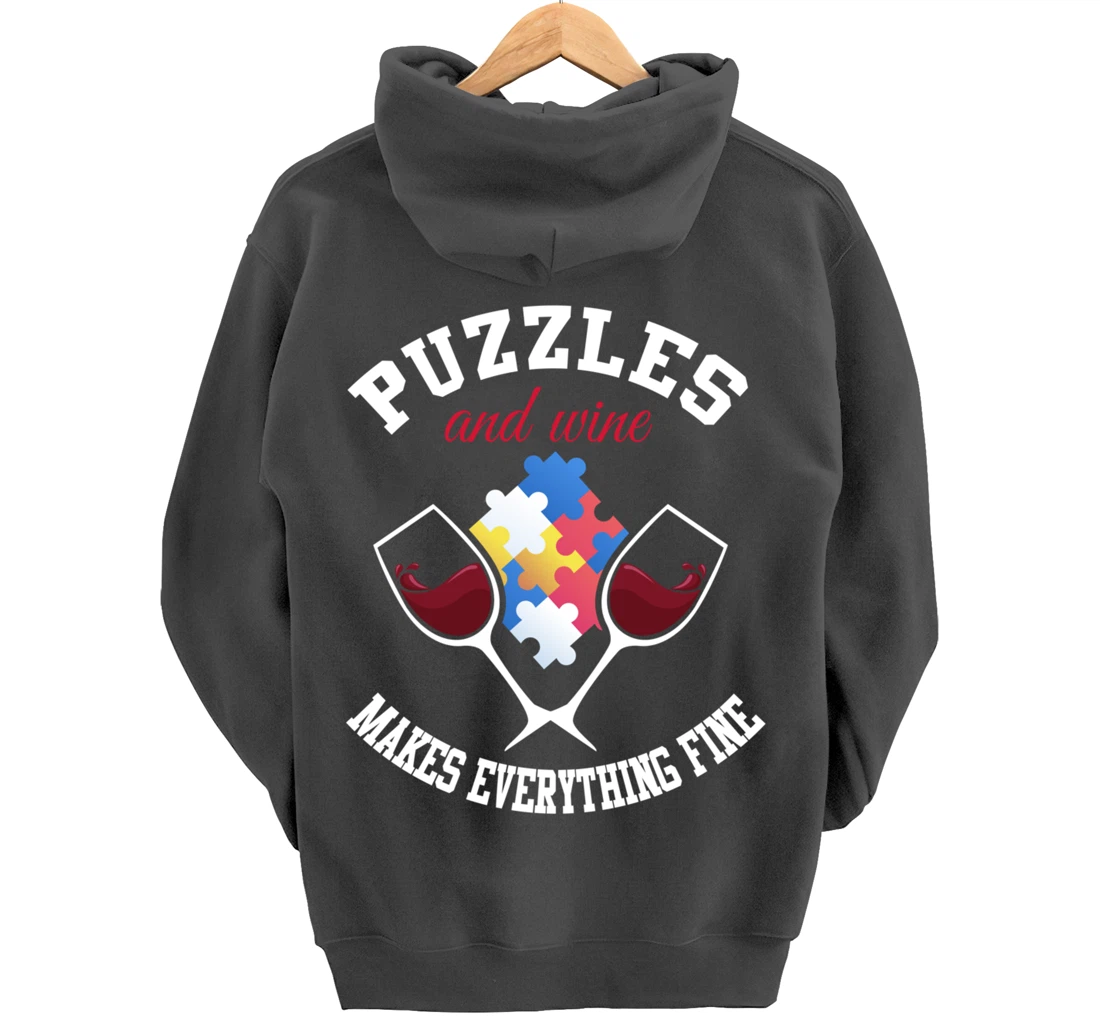 Jigsaw Puzzle Shirt Wine Lover Puzzleologist Puzzle Lover Pullover Hoodie