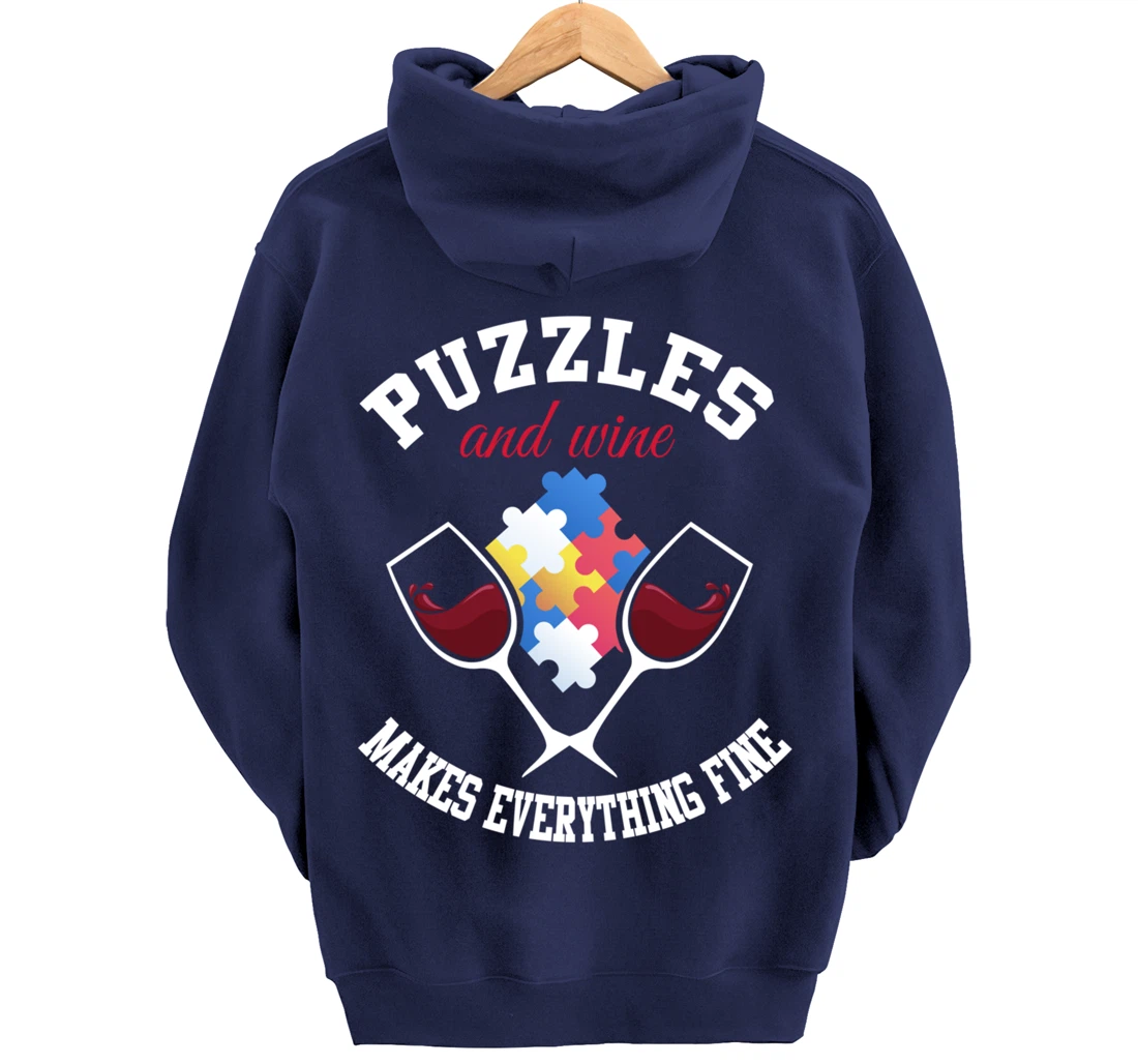 Jigsaw Puzzle Shirt Wine Lover Puzzleologist Puzzle Lover Pullover Hoodie