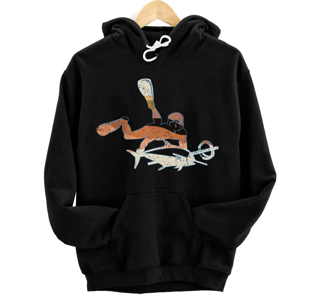 Retro Freediving Scuba Diving Snorkeling Spearfishing Pullover Hoodie