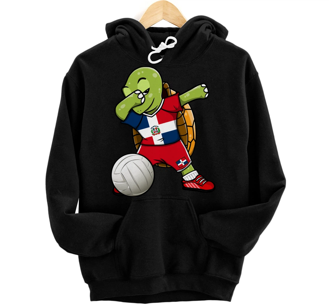 Dabbing Turtle Dominican Republic Volleyball Fan Jersey Flag Pullover Hoodie