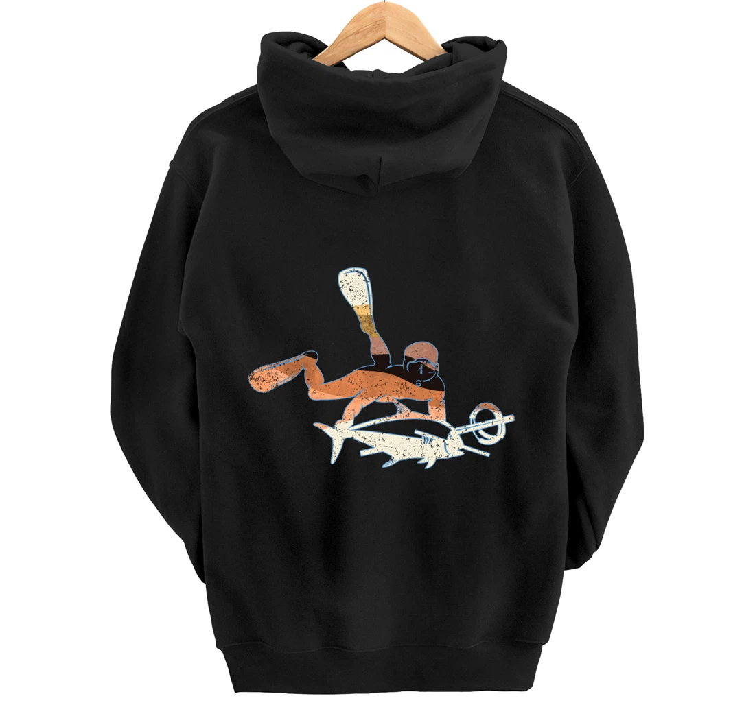 Retro Freediving Scuba Diving Snorkeling Spearfishing Pullover Hoodie