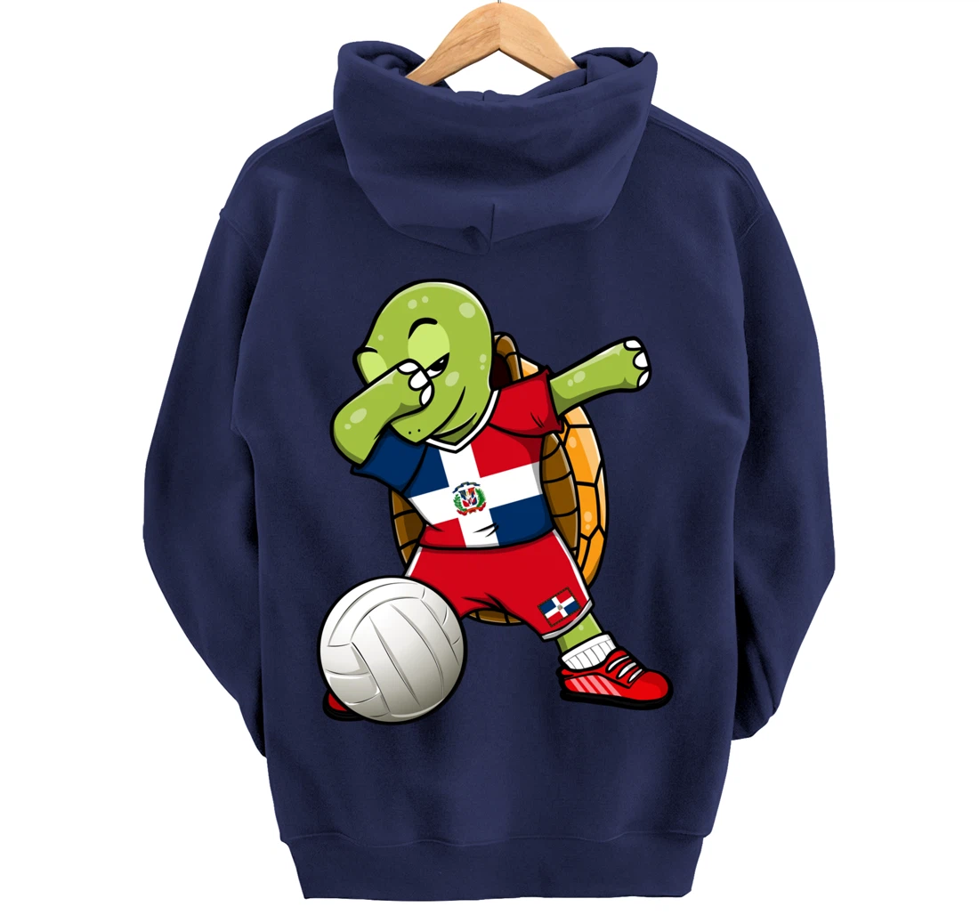 Dabbing Turtle Dominican Republic Volleyball Fan Jersey Flag Pullover Hoodie