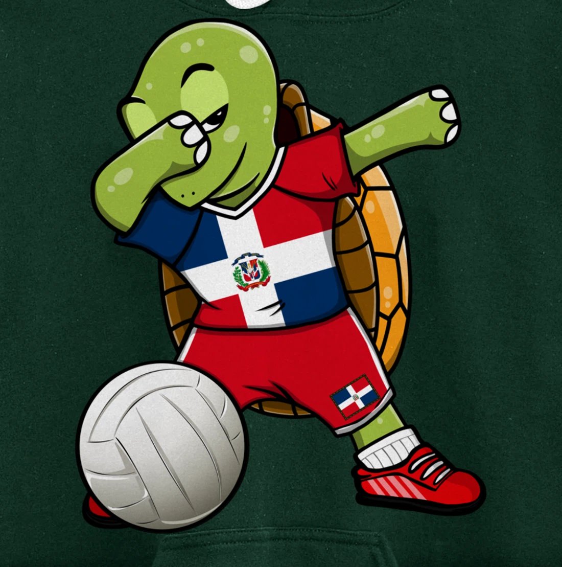Dabbing Turtle Dominican Republic Volleyball Fan Jersey Flag Pullover Hoodie