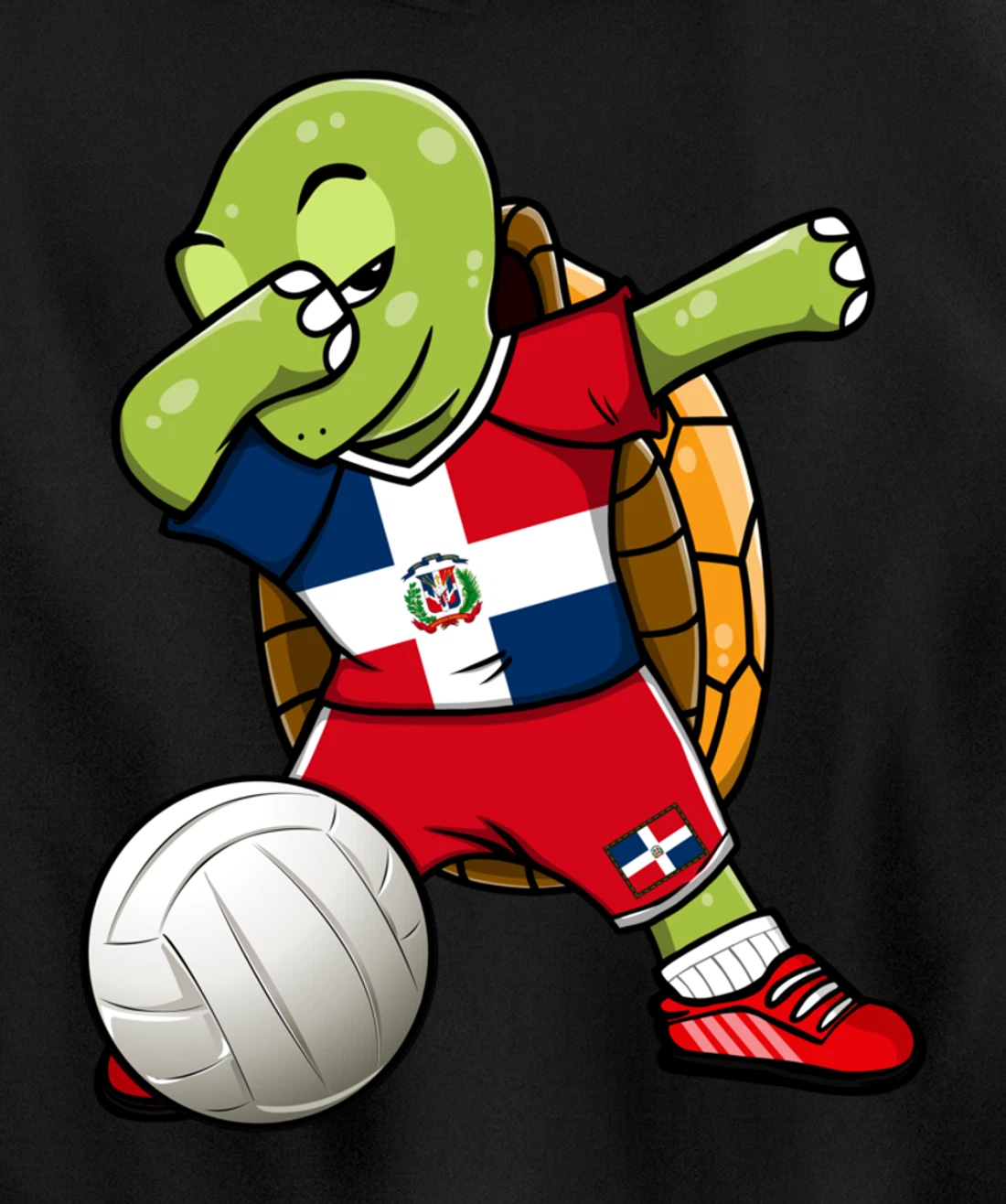 Dabbing Turtle Dominican Republic Volleyball Fan Jersey Flag Pullover Hoodie
