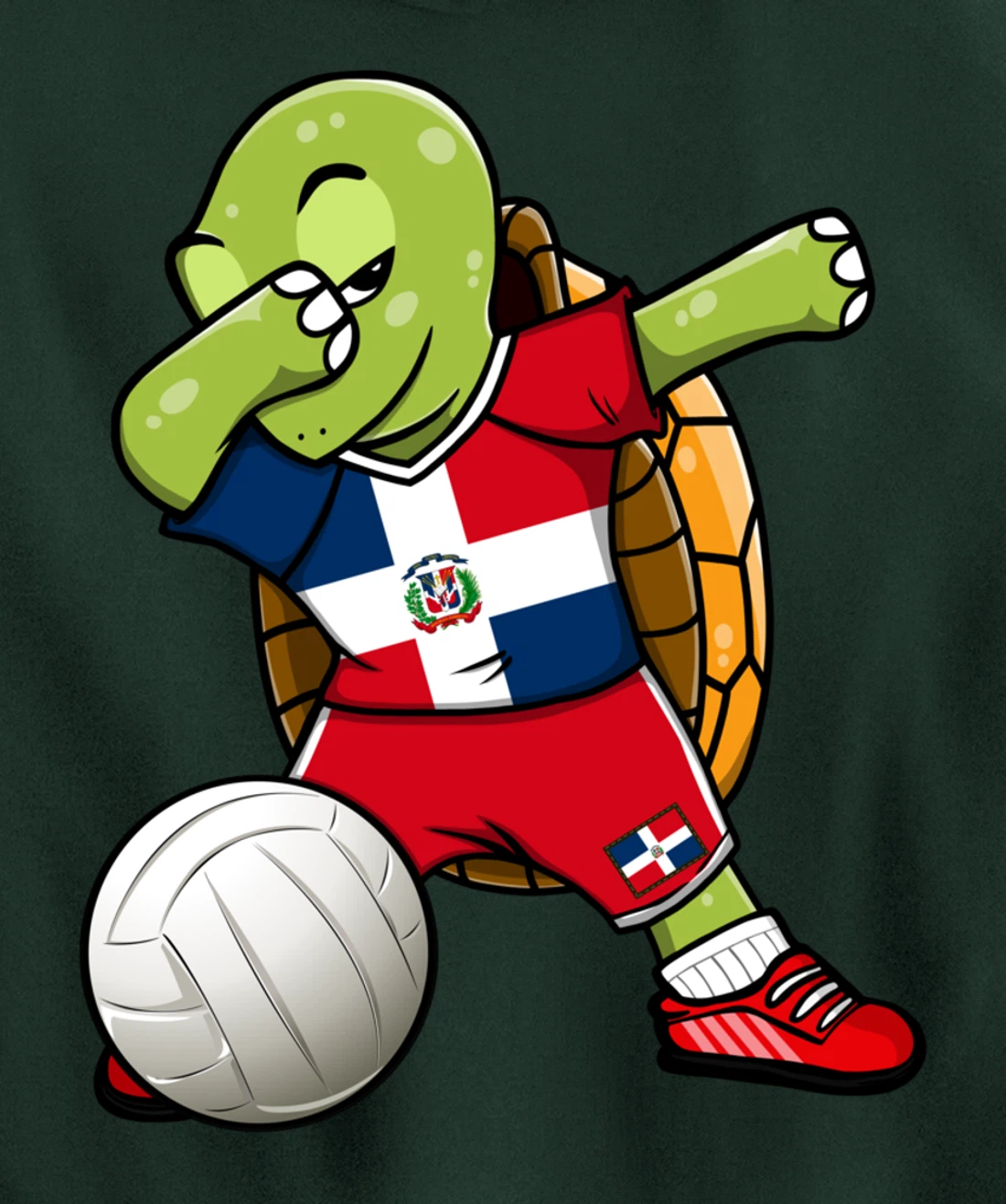 Dabbing Turtle Dominican Republic Volleyball Fan Jersey Flag Pullover Hoodie