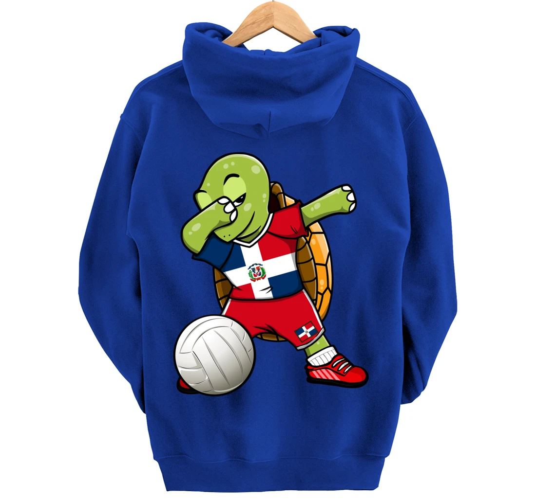 Dabbing Turtle Dominican Republic Volleyball Fan Jersey Flag Pullover Hoodie