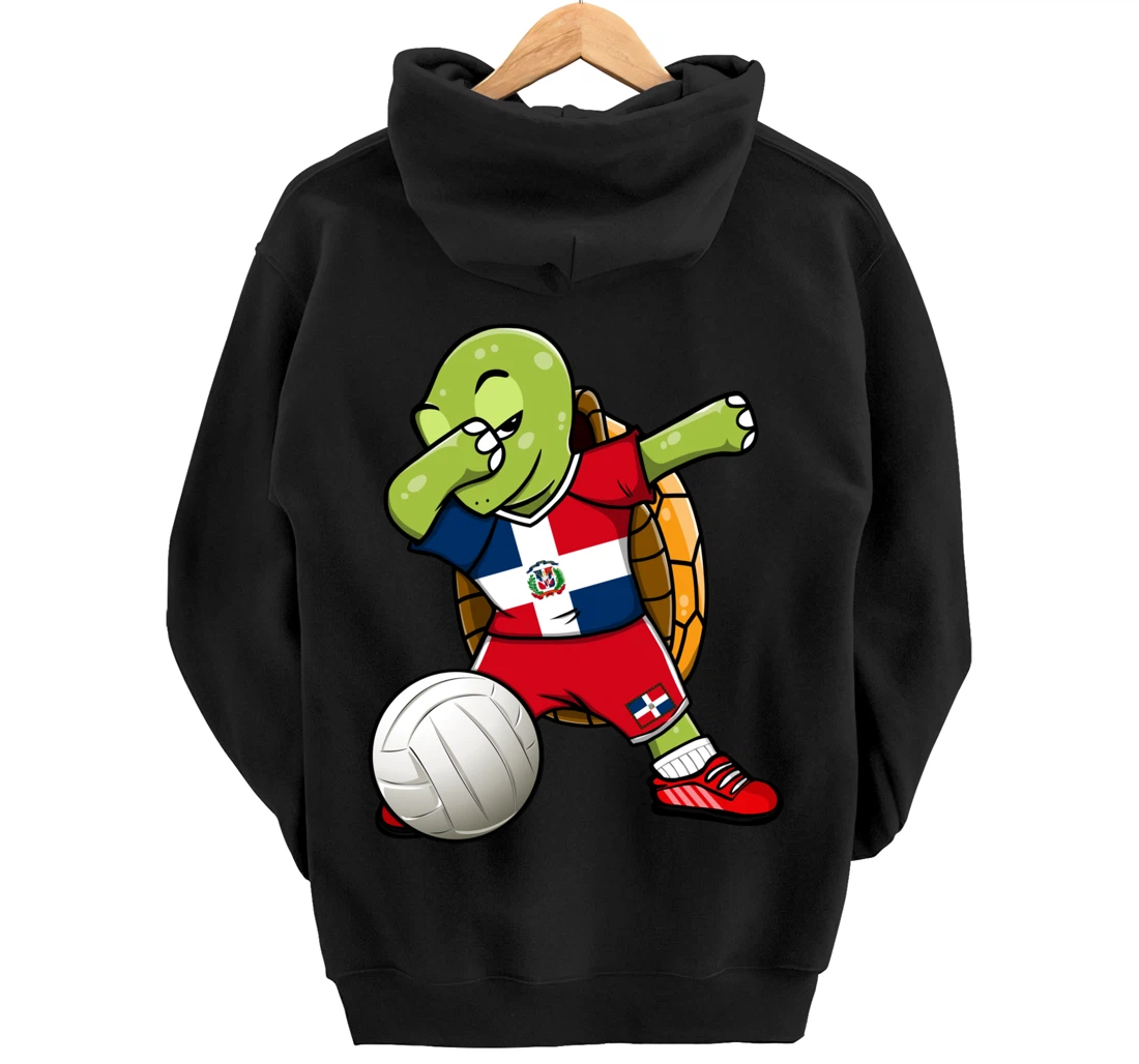 Dabbing Turtle Dominican Republic Volleyball Fan Jersey Flag Pullover Hoodie