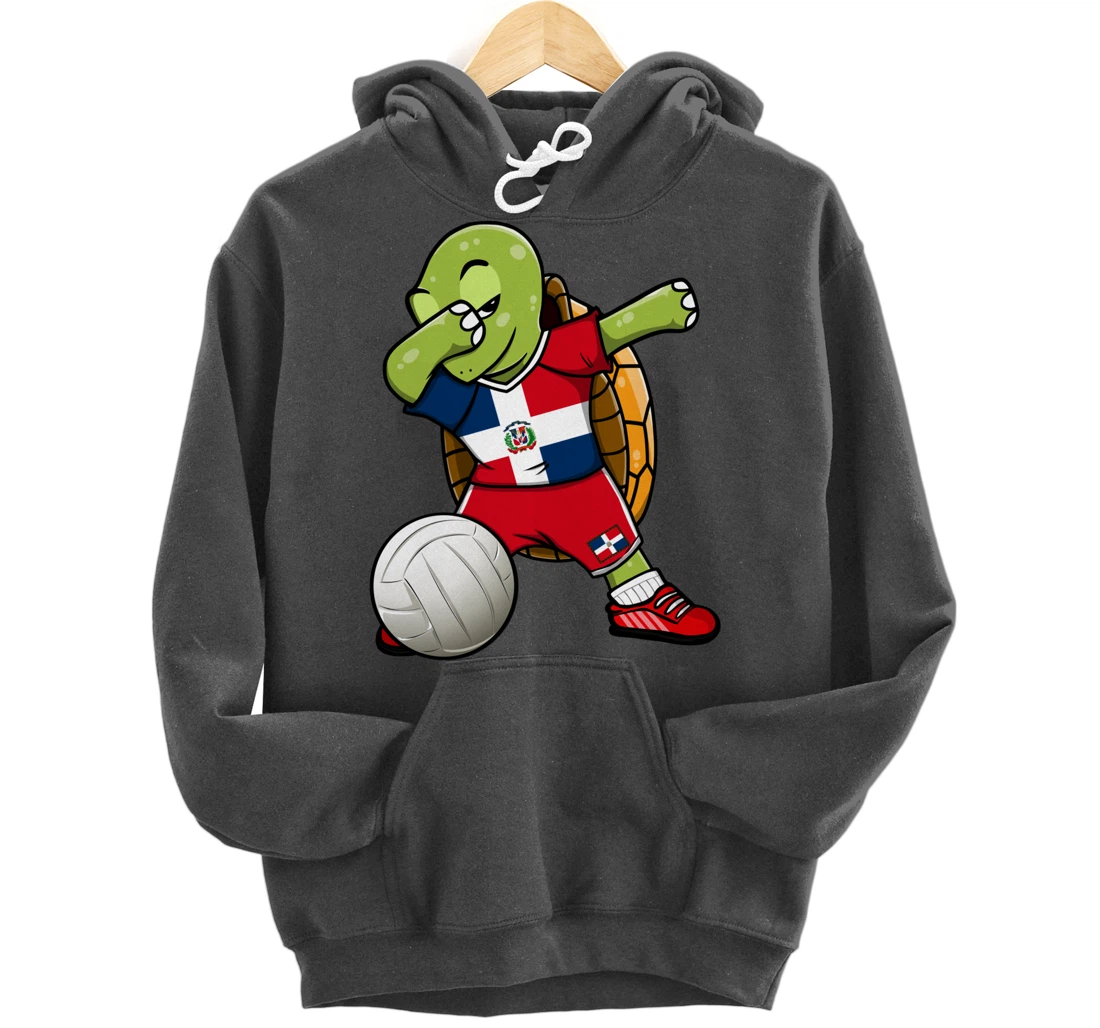 Dabbing Turtle Dominican Republic Volleyball Fan Jersey Flag Pullover Hoodie