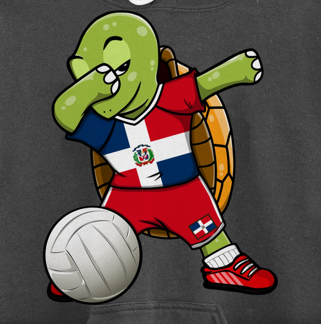 Dabbing Turtle Dominican Republic Volleyball Fan Jersey Flag Pullover Hoodie