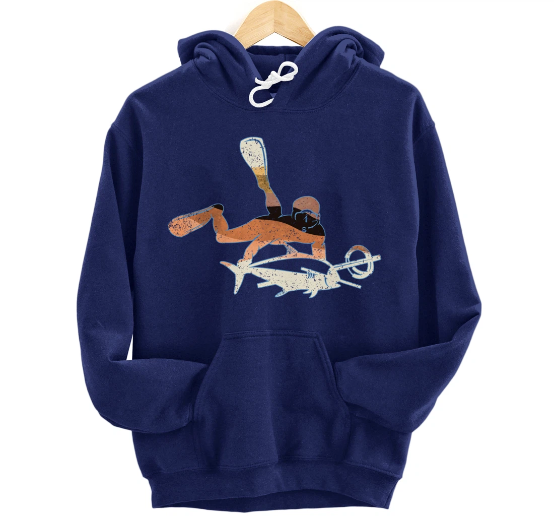 Retro Freediving Scuba Diving Snorkeling Spearfishing Pullover Hoodie