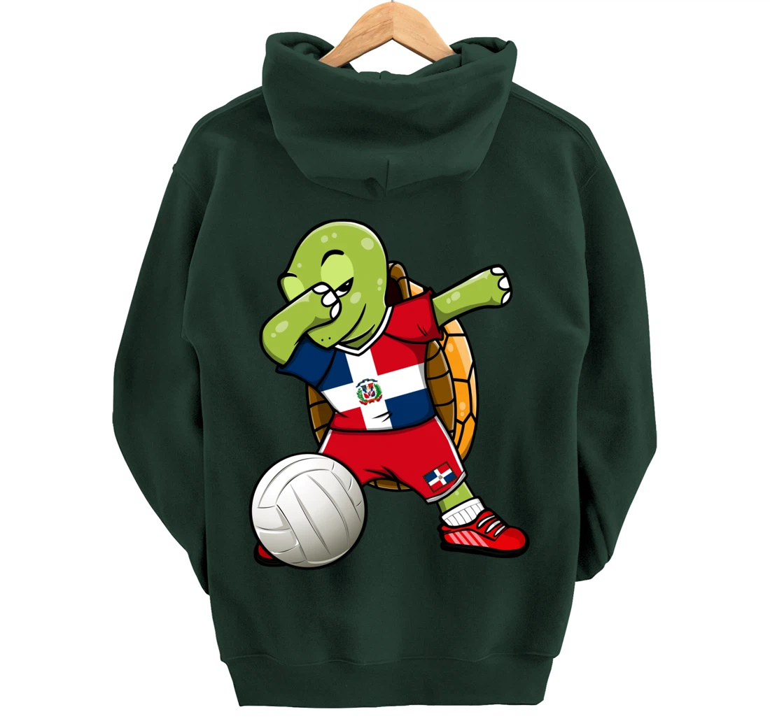 Dabbing Turtle Dominican Republic Volleyball Fan Jersey Flag Pullover Hoodie
