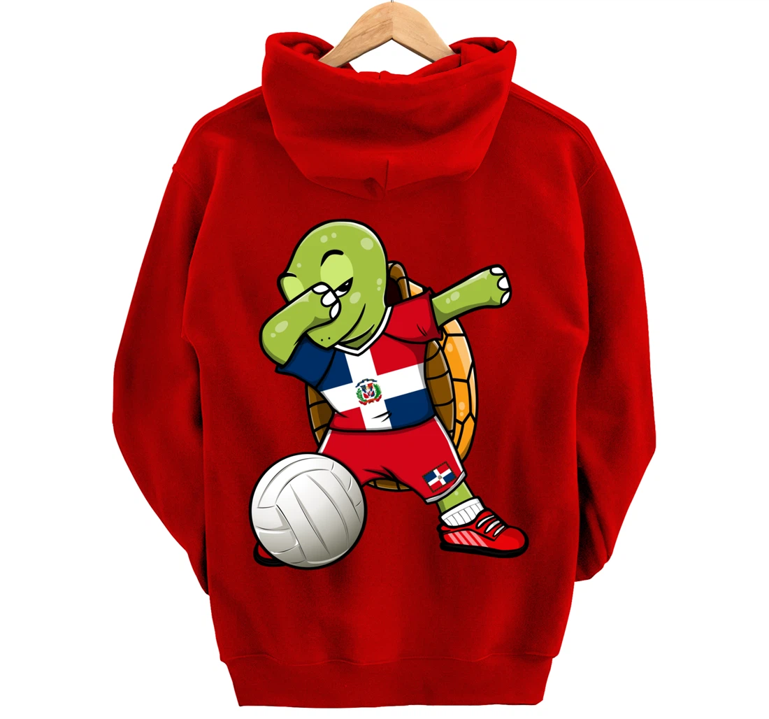 Dabbing Turtle Dominican Republic Volleyball Fan Jersey Flag Pullover Hoodie