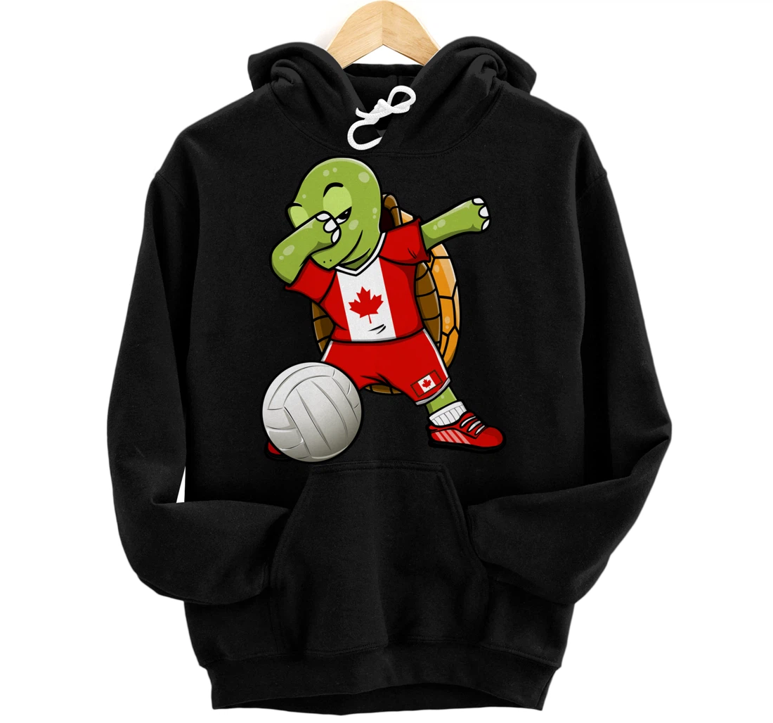 Dabbing Turtle Canada Volleyball Fans Jersey Canadian Flag Pullover Hoodie