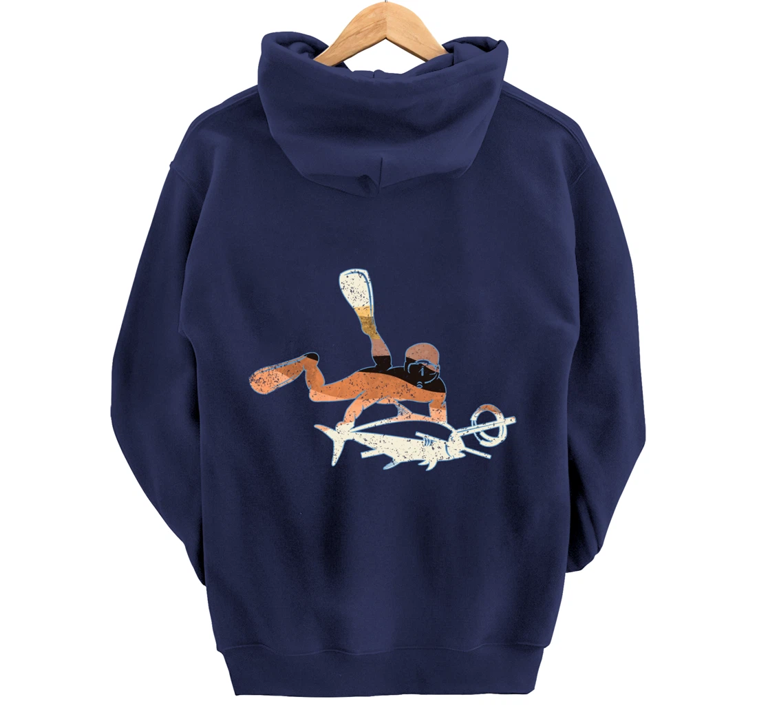 Retro Freediving Scuba Diving Snorkeling Spearfishing Pullover Hoodie
