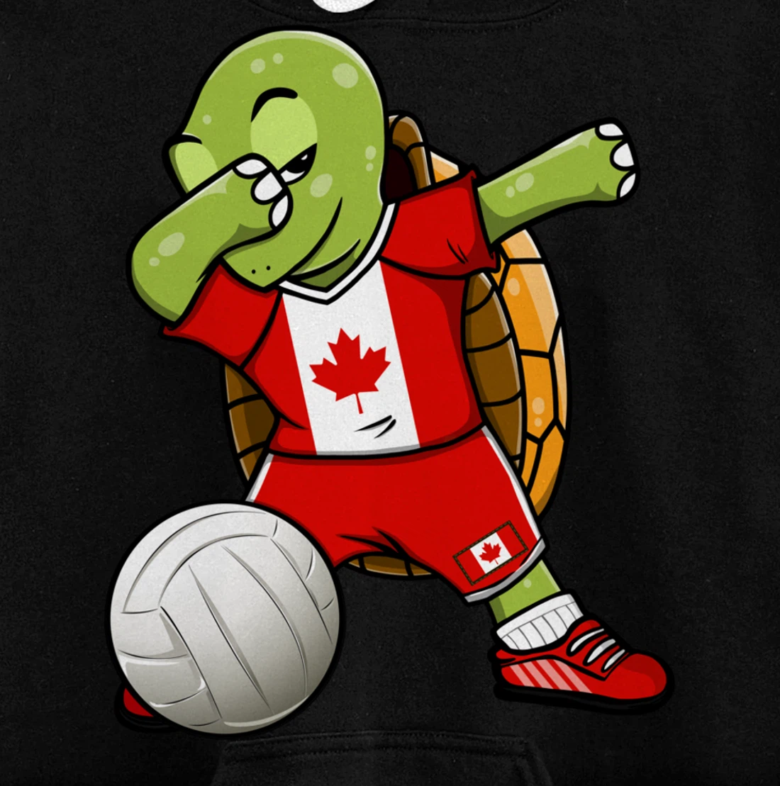 Dabbing Turtle Canada Volleyball Fans Jersey Canadian Flag Pullover Hoodie