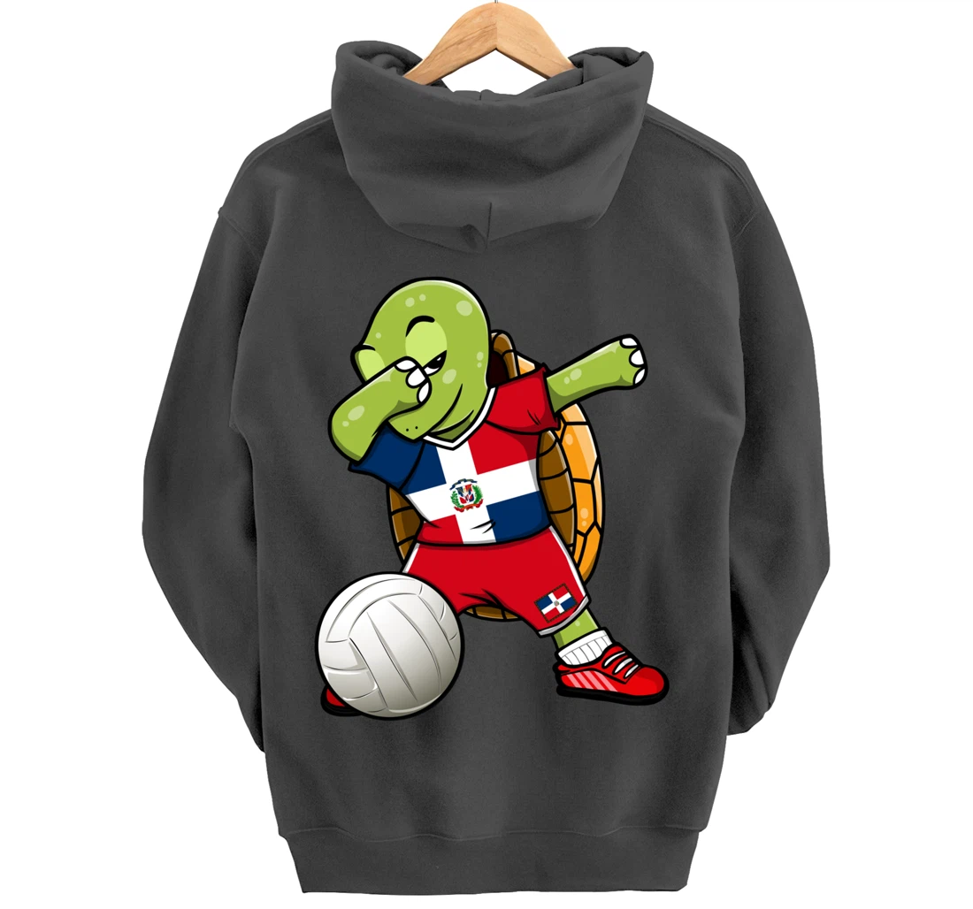 Dabbing Turtle Dominican Republic Volleyball Fan Jersey Flag Pullover Hoodie