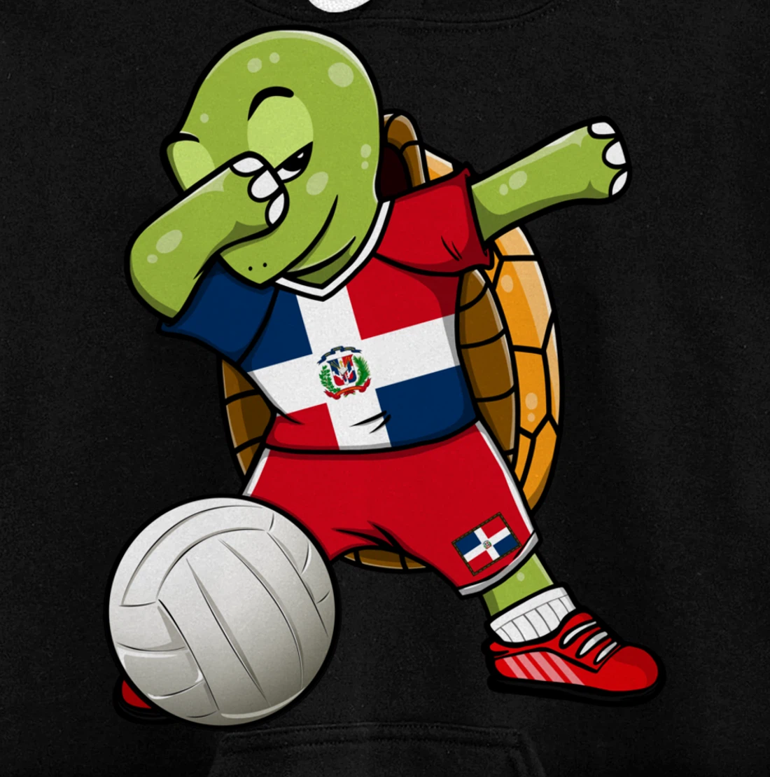 Dabbing Turtle Dominican Republic Volleyball Fan Jersey Flag Pullover Hoodie