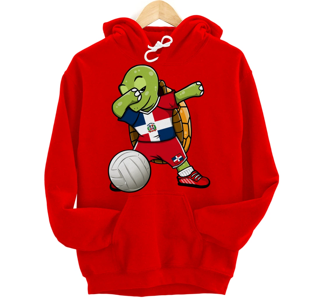 Dabbing Turtle Dominican Republic Volleyball Fan Jersey Flag Pullover Hoodie