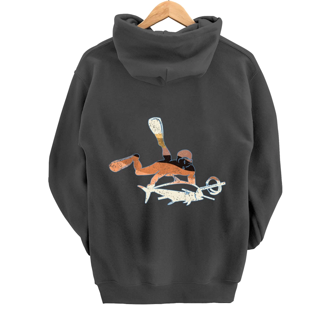 Retro Freediving Scuba Diving Snorkeling Spearfishing Pullover Hoodie