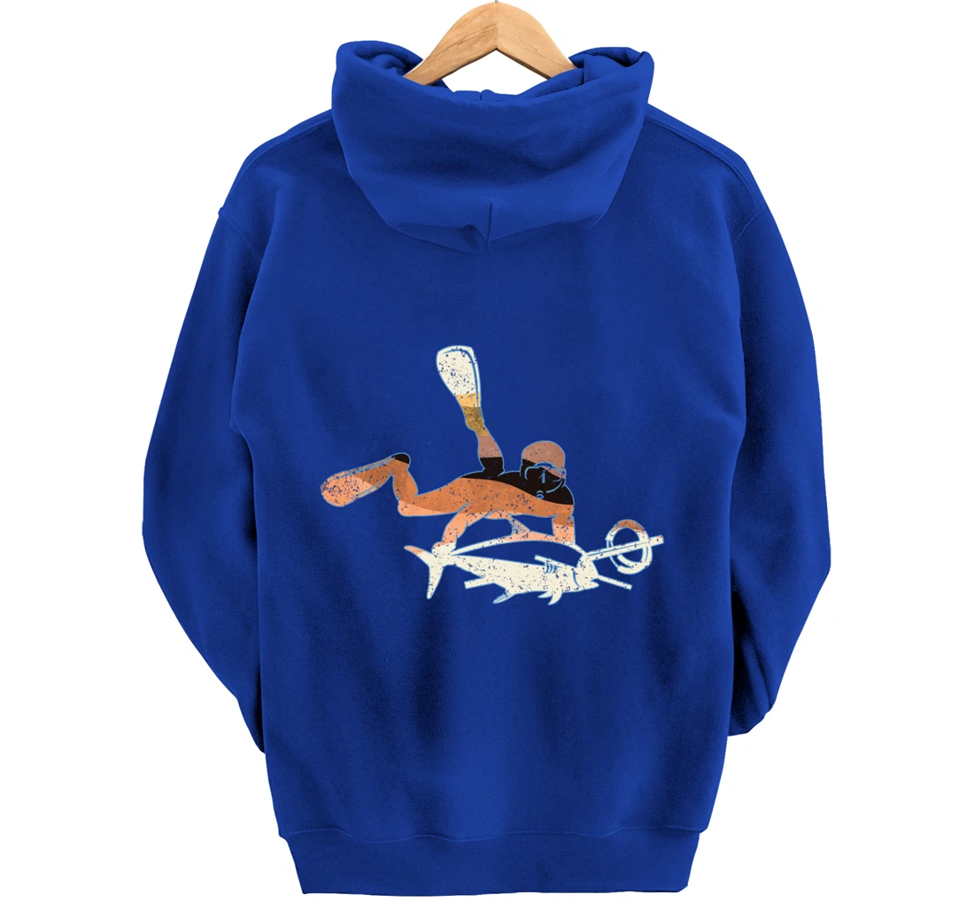 Retro Freediving Scuba Diving Snorkeling Spearfishing Pullover Hoodie