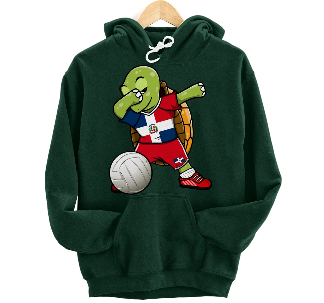 Dabbing Turtle Dominican Republic Volleyball Fan Jersey Flag Pullover Hoodie