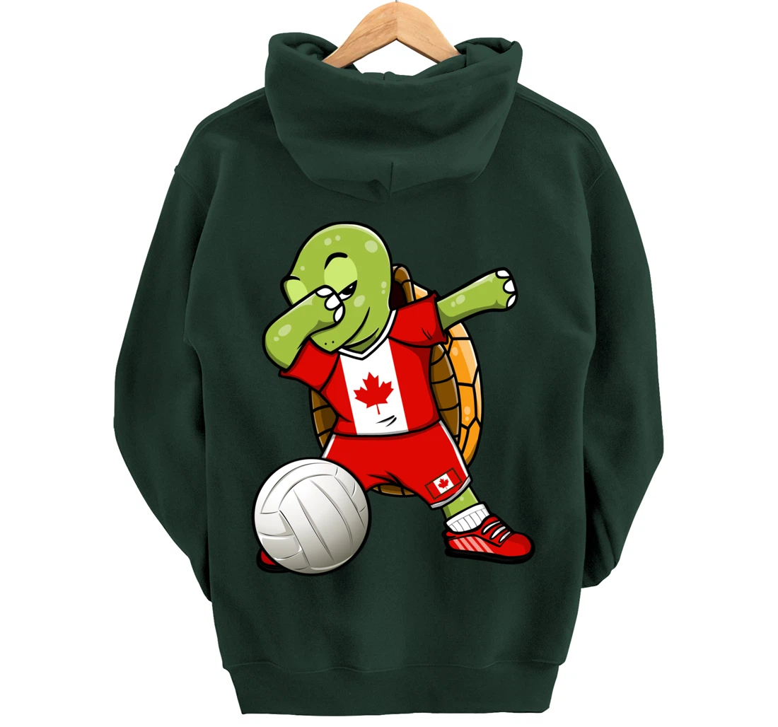 Dabbing Turtle Canada Volleyball Fans Jersey Canadian Flag Pullover Hoodie