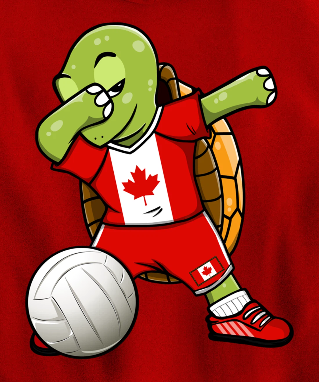 Dabbing Turtle Canada Volleyball Fans Jersey Canadian Flag Pullover Hoodie