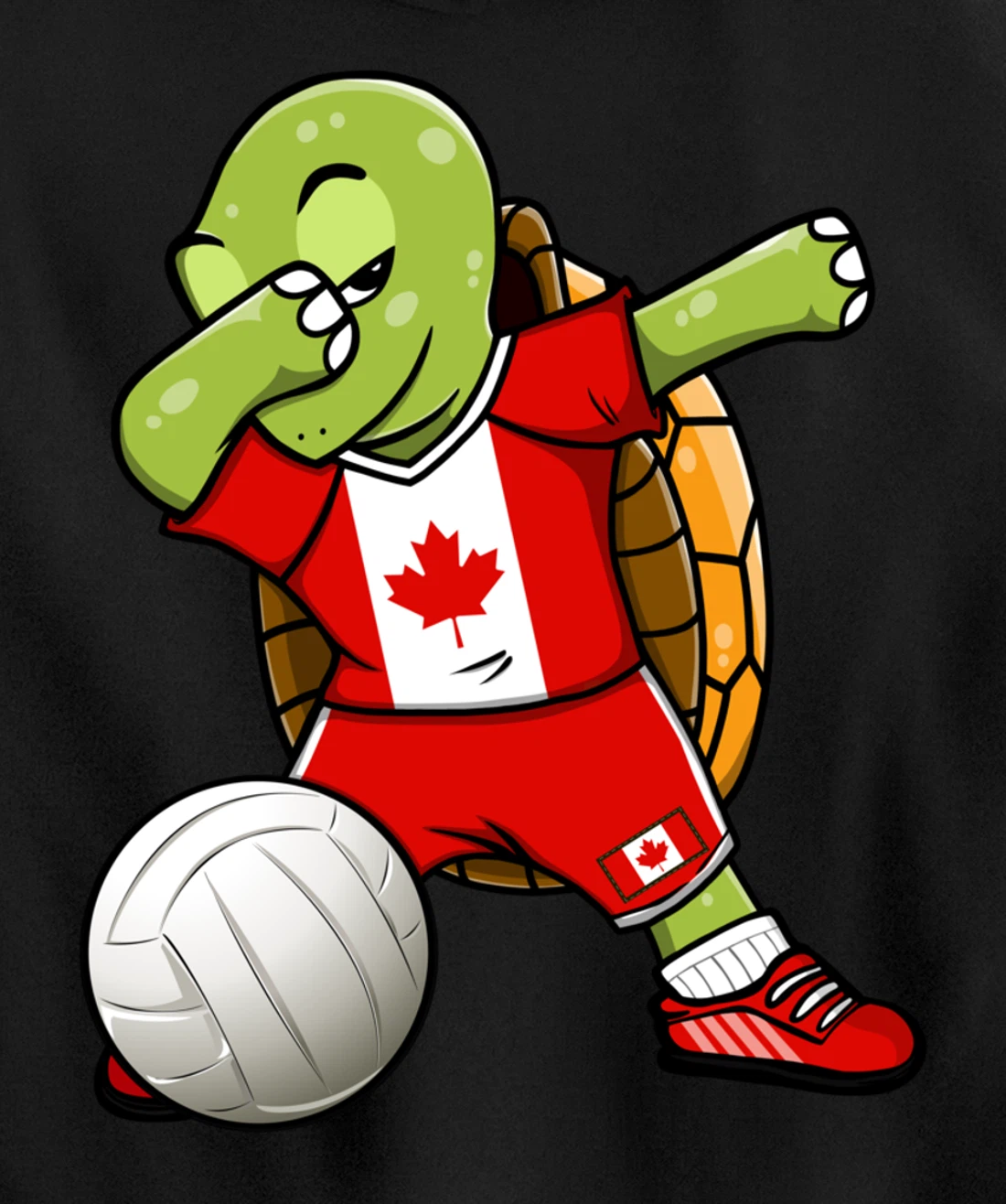 Dabbing Turtle Canada Volleyball Fans Jersey Canadian Flag Pullover Hoodie
