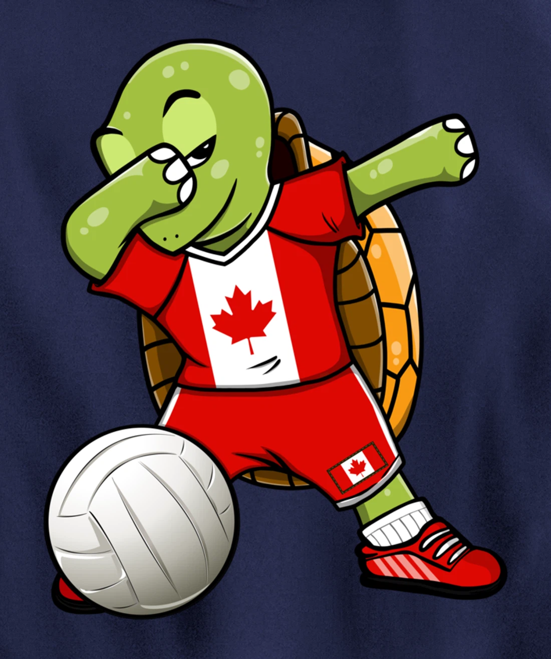 Dabbing Turtle Canada Volleyball Fans Jersey Canadian Flag Pullover Hoodie