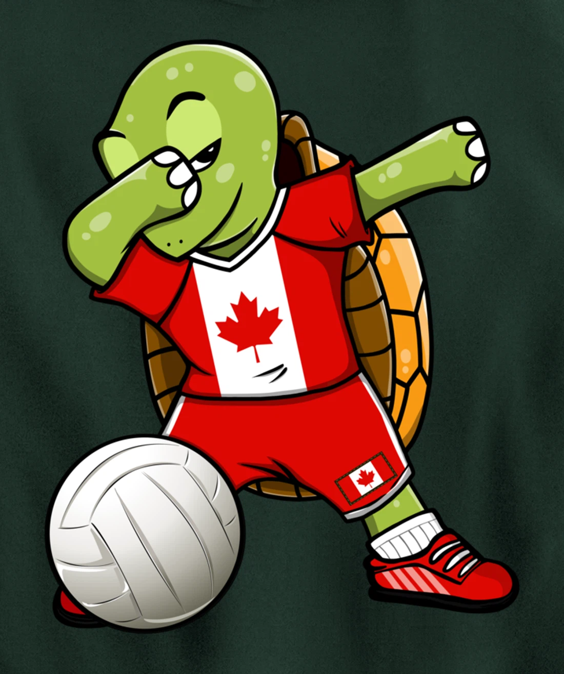 Dabbing Turtle Canada Volleyball Fans Jersey Canadian Flag Pullover Hoodie