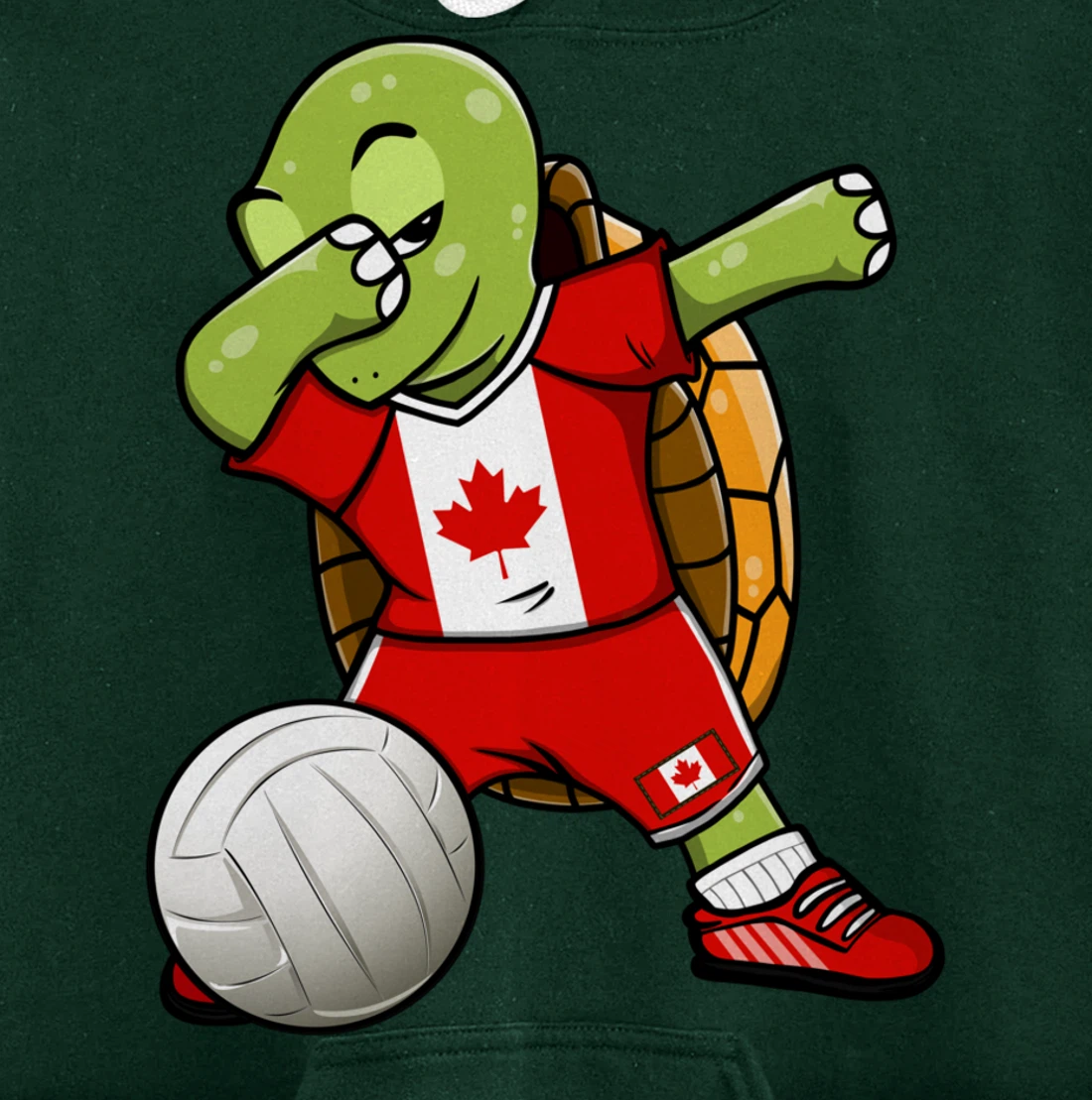 Dabbing Turtle Canada Volleyball Fans Jersey Canadian Flag Pullover Hoodie