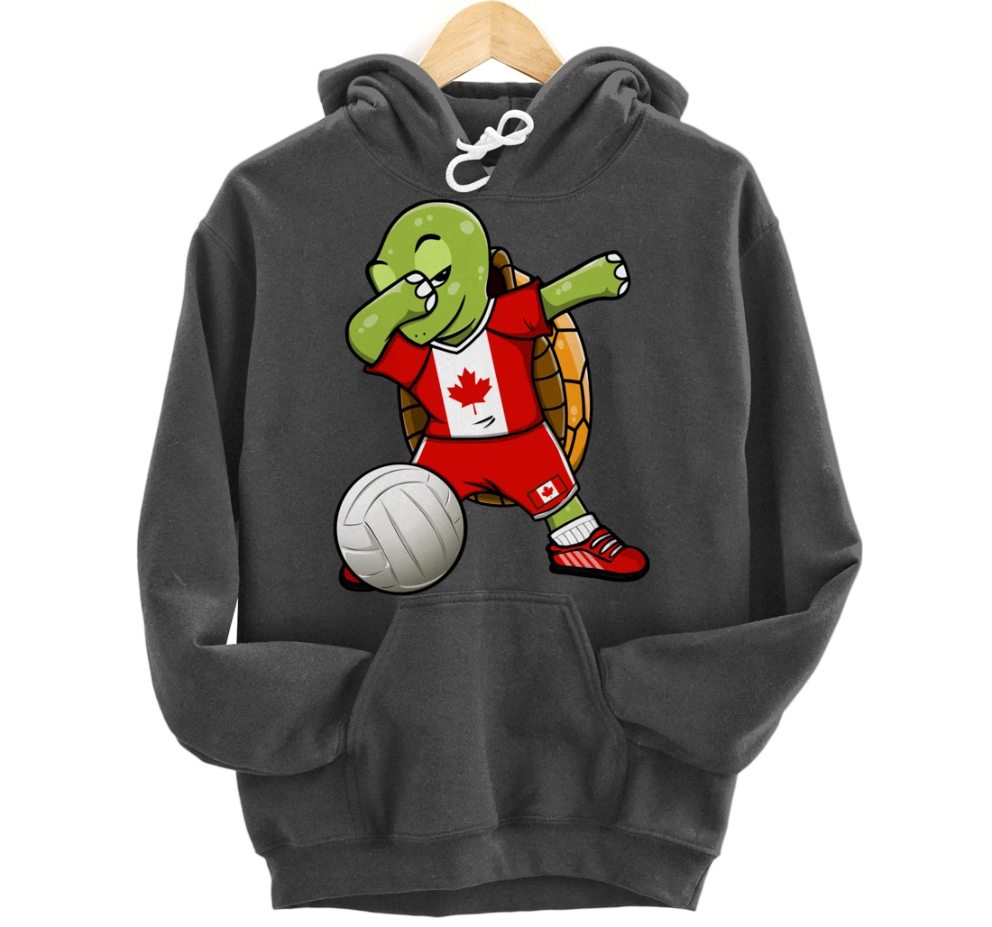Dabbing Turtle Canada Volleyball Fans Jersey Canadian Flag Pullover Hoodie