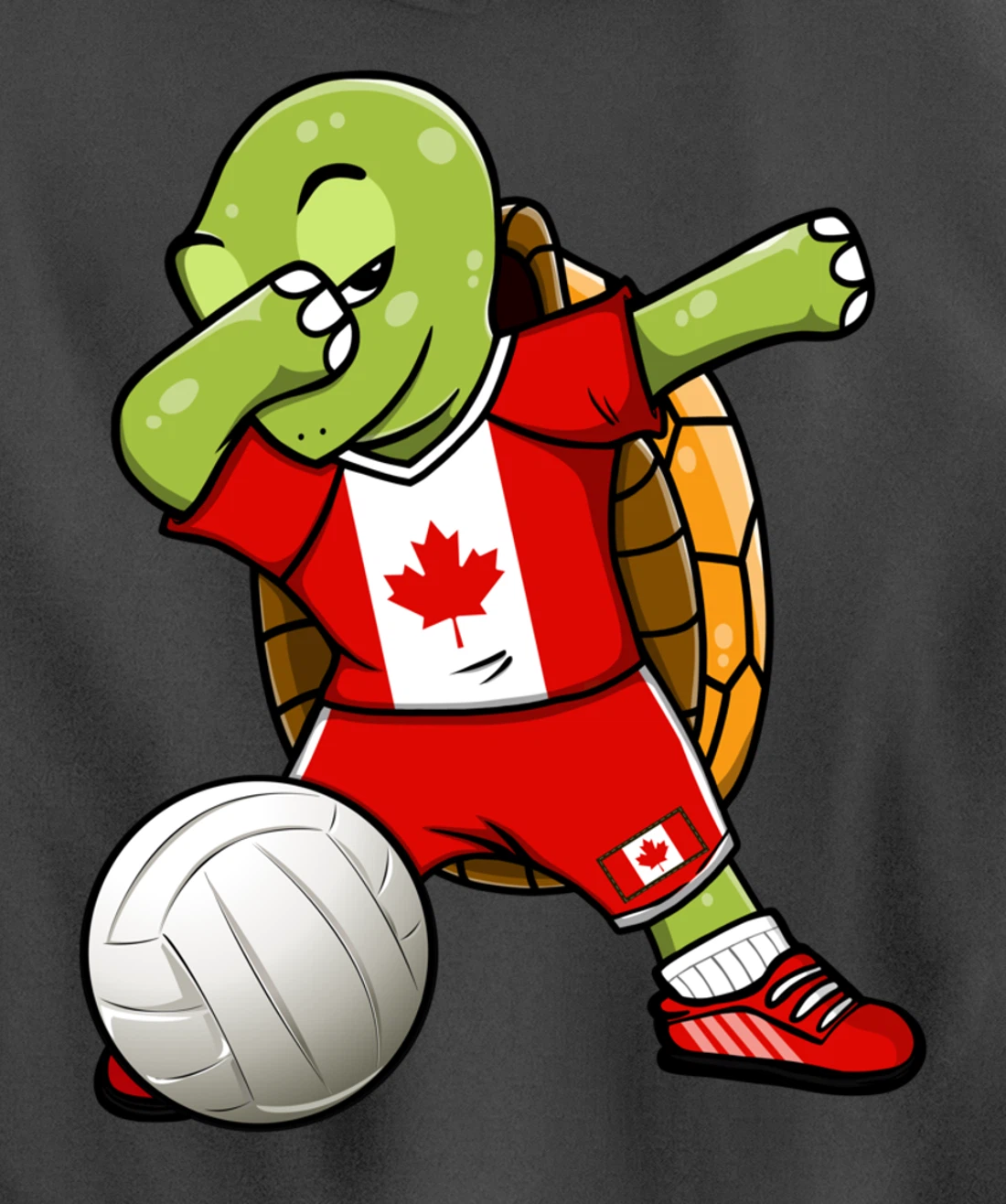 Dabbing Turtle Canada Volleyball Fans Jersey Canadian Flag Pullover Hoodie