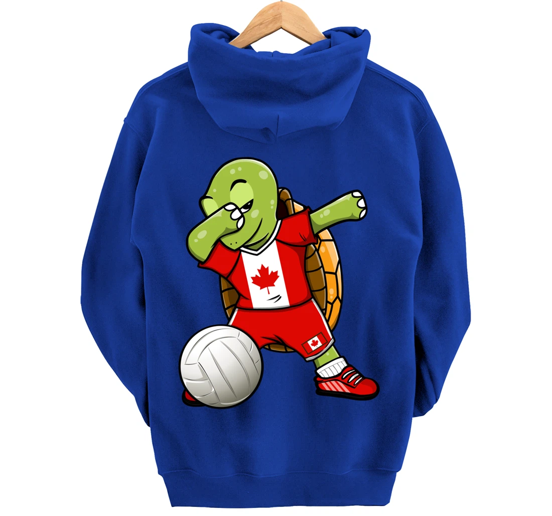 Dabbing Turtle Canada Volleyball Fans Jersey Canadian Flag Pullover Hoodie