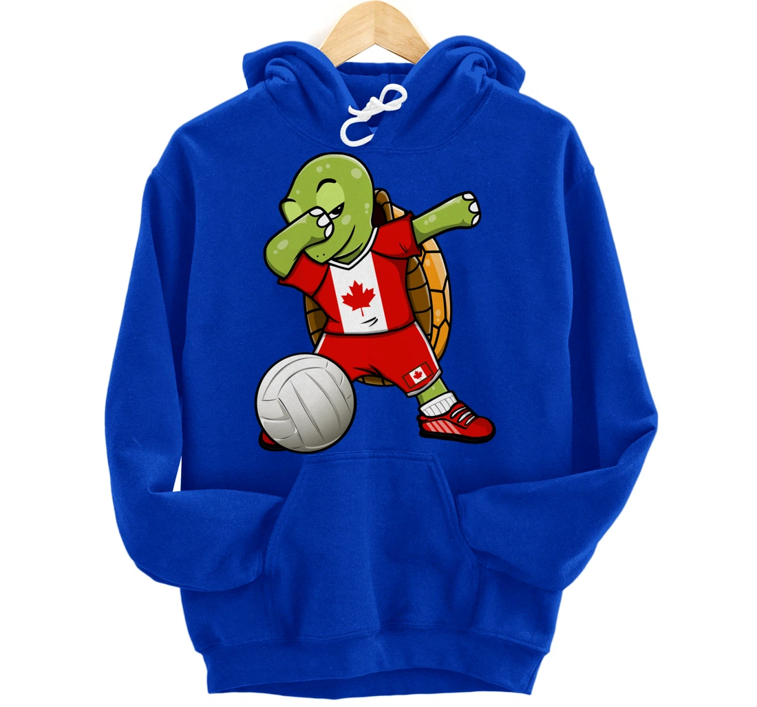 Dabbing Turtle Canada Volleyball Fans Jersey Canadian Flag Pullover Hoodie