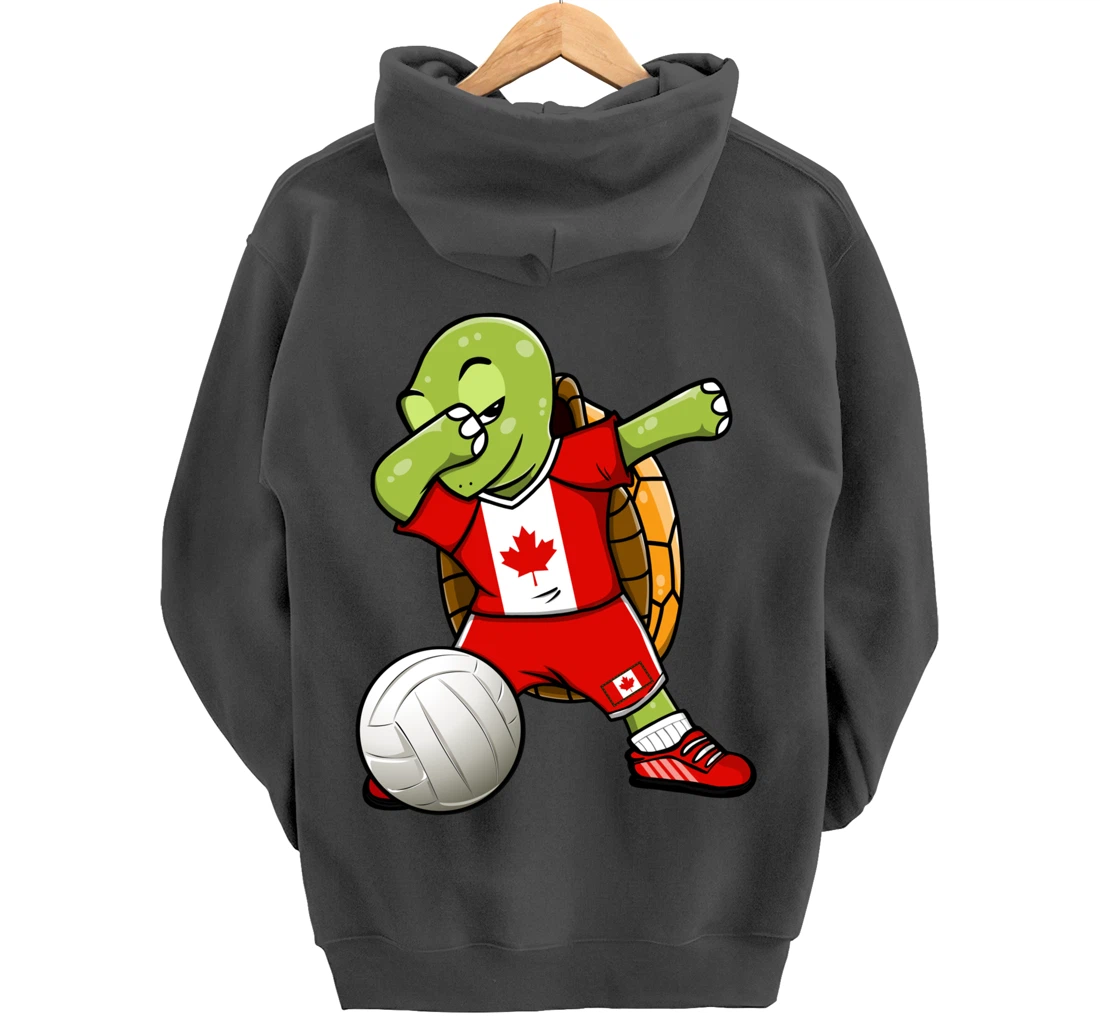 Dabbing Turtle Canada Volleyball Fans Jersey Canadian Flag Pullover Hoodie