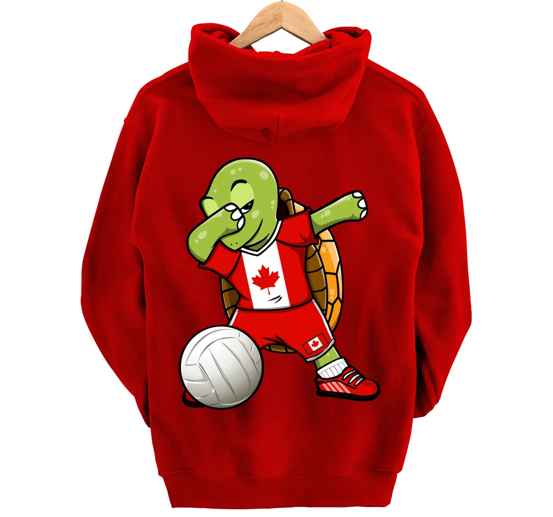 Dabbing Turtle Canada Volleyball Fans Jersey Canadian Flag Pullover Hoodie