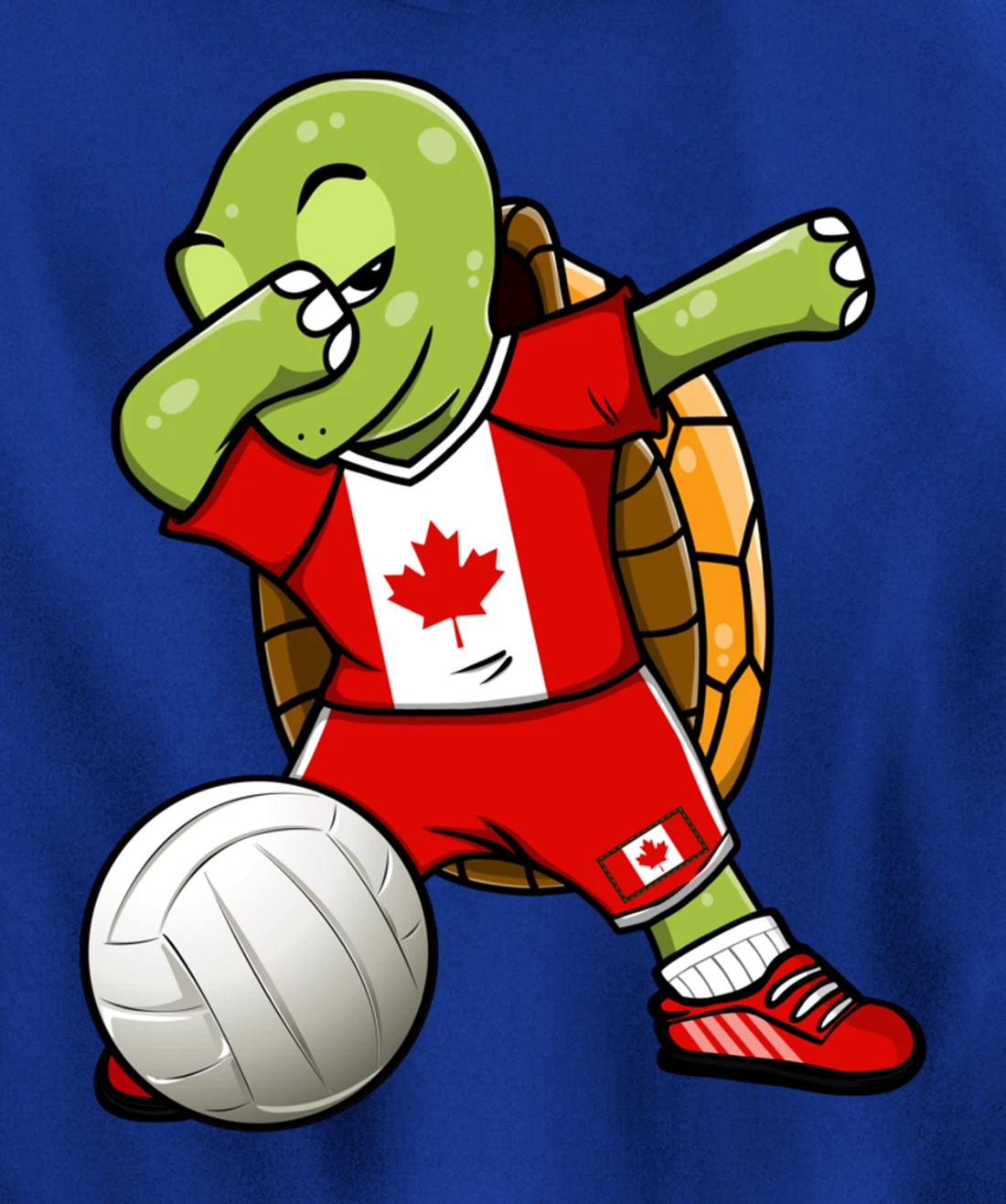 Dabbing Turtle Canada Volleyball Fans Jersey Canadian Flag Pullover Hoodie