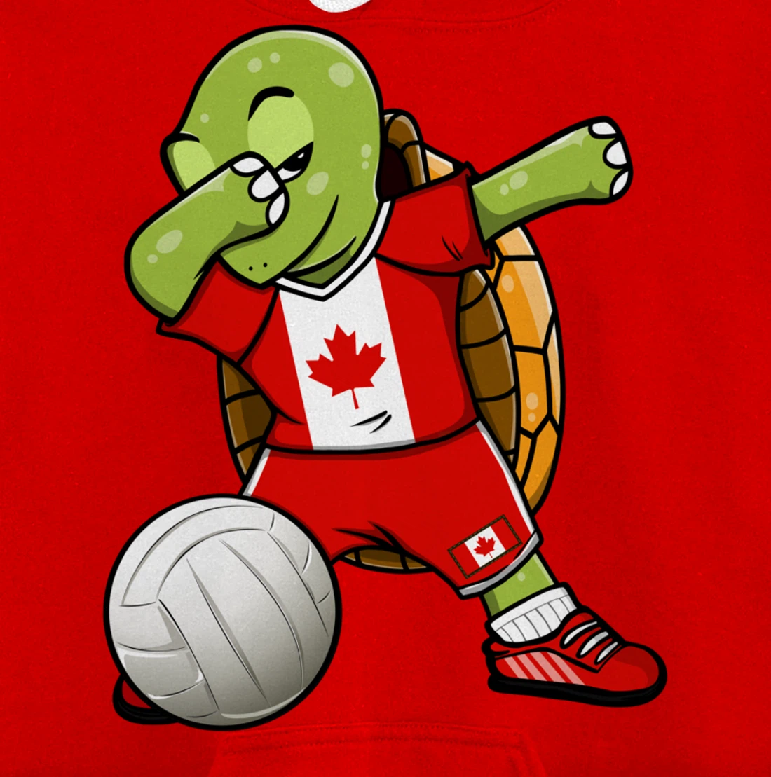 Dabbing Turtle Canada Volleyball Fans Jersey Canadian Flag Pullover Hoodie