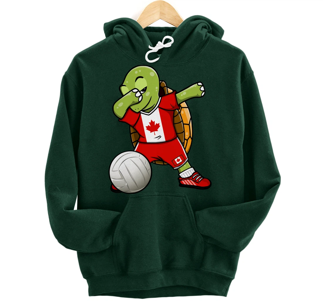 Dabbing Turtle Canada Volleyball Fans Jersey Canadian Flag Pullover Hoodie