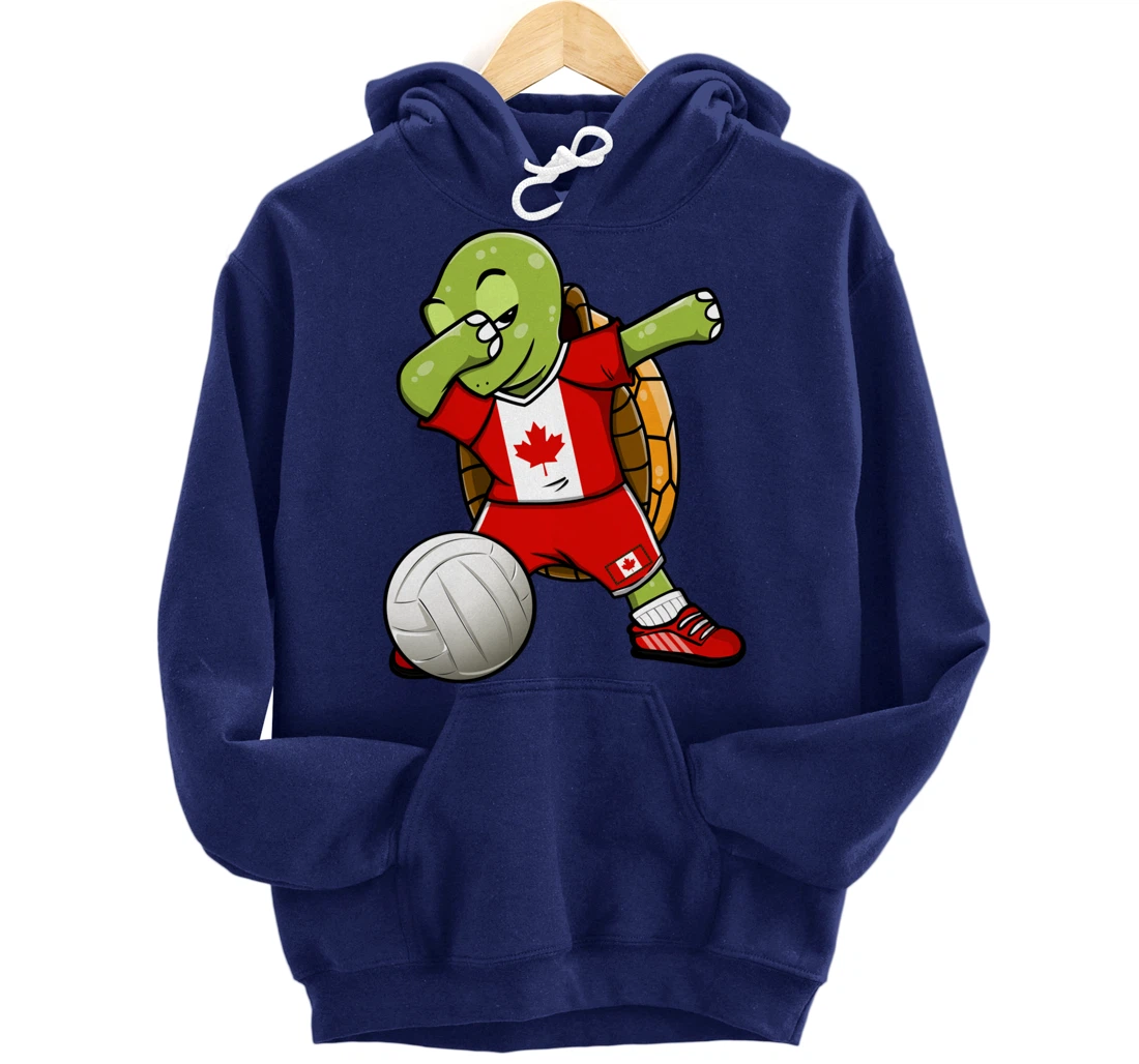 Dabbing Turtle Canada Volleyball Fans Jersey Canadian Flag Pullover Hoodie